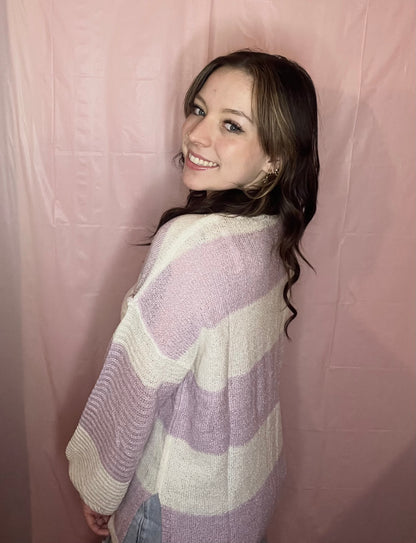 Lilac Stripe Knit Pullover