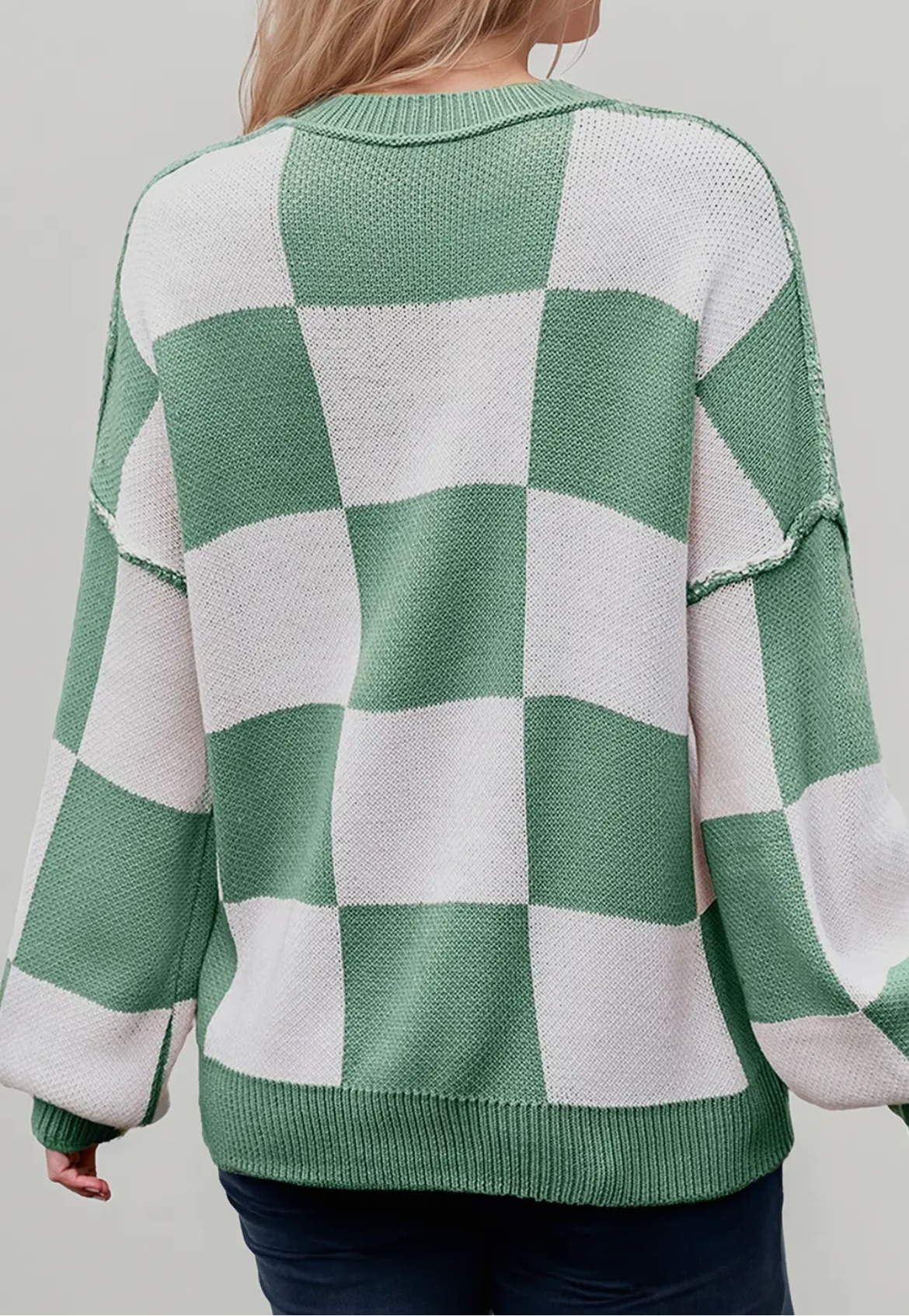 Emerald Gingham Cozy Sweater